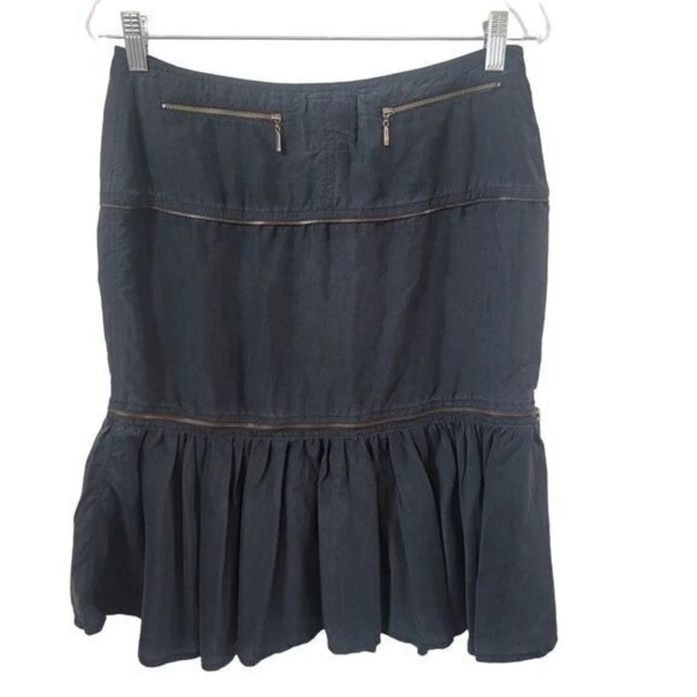 Vintage Y2K Grunge Goth Witchy Silk Black Skirt Ruffled Hem Sz 6 Miller Girl Emo